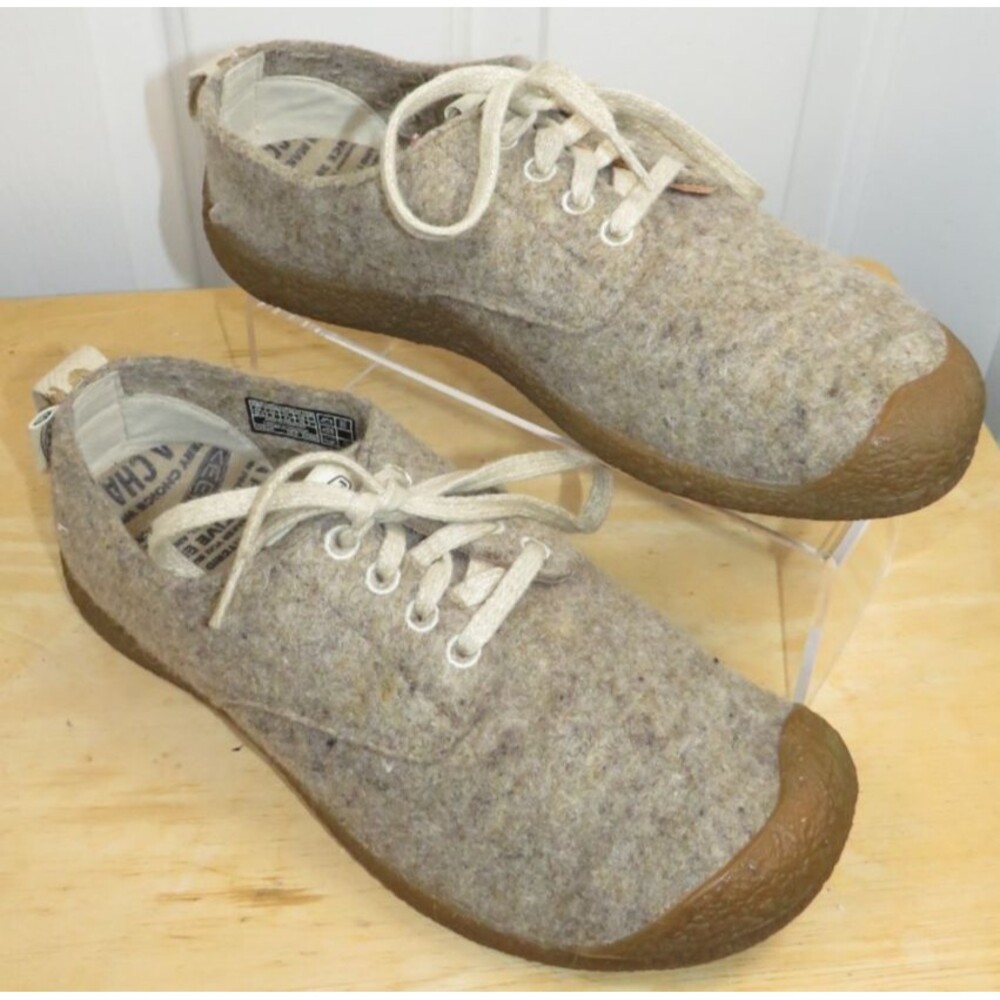 Keen Mosey Derby Shoes Taupe/Felt Birch Low Casual Lace Up Wool Women's Size 8